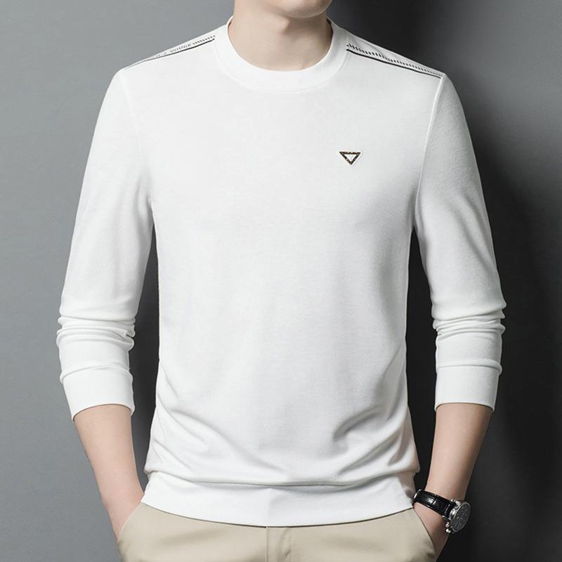 Men's Business Bottoming Shirt, Casual and Versatile Sweatshirt, Korean Style Slim Long-sleeved T-shirt, Round Neck Pullover