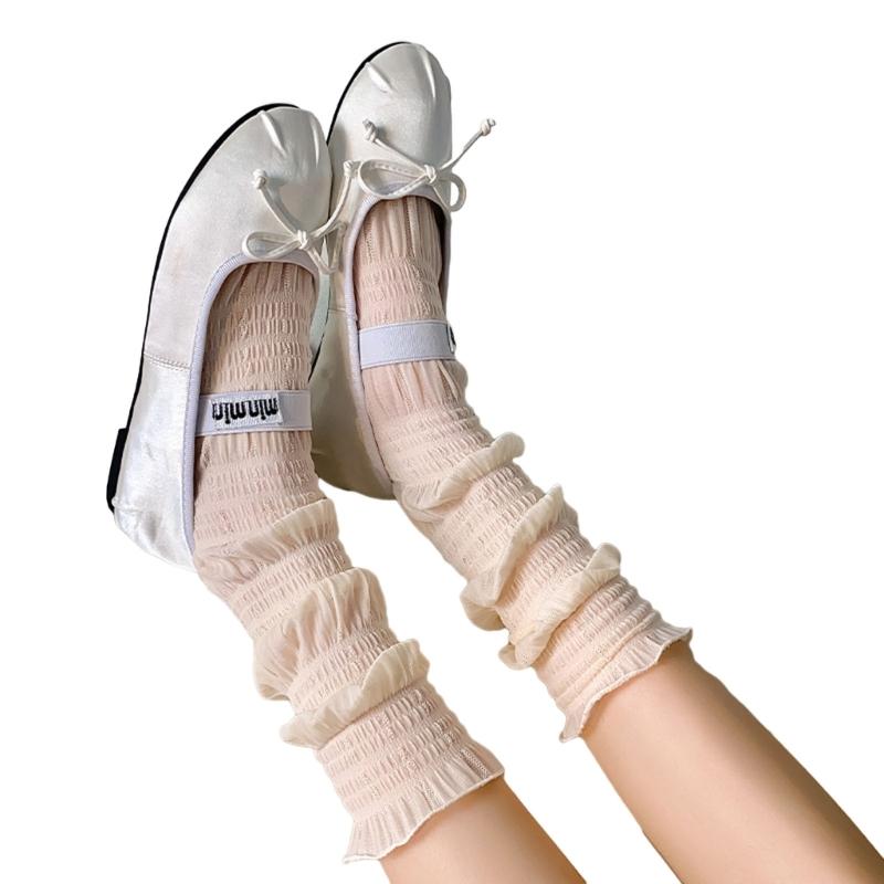 Womens Lace Socks Mesh Lace Skinny Socks Knee High Sheer Socks Campus Style Girl Campus Style Socks for Skirt
