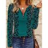 Leopard Print Long Sleeved Slim Fit Top for Casual Commuting