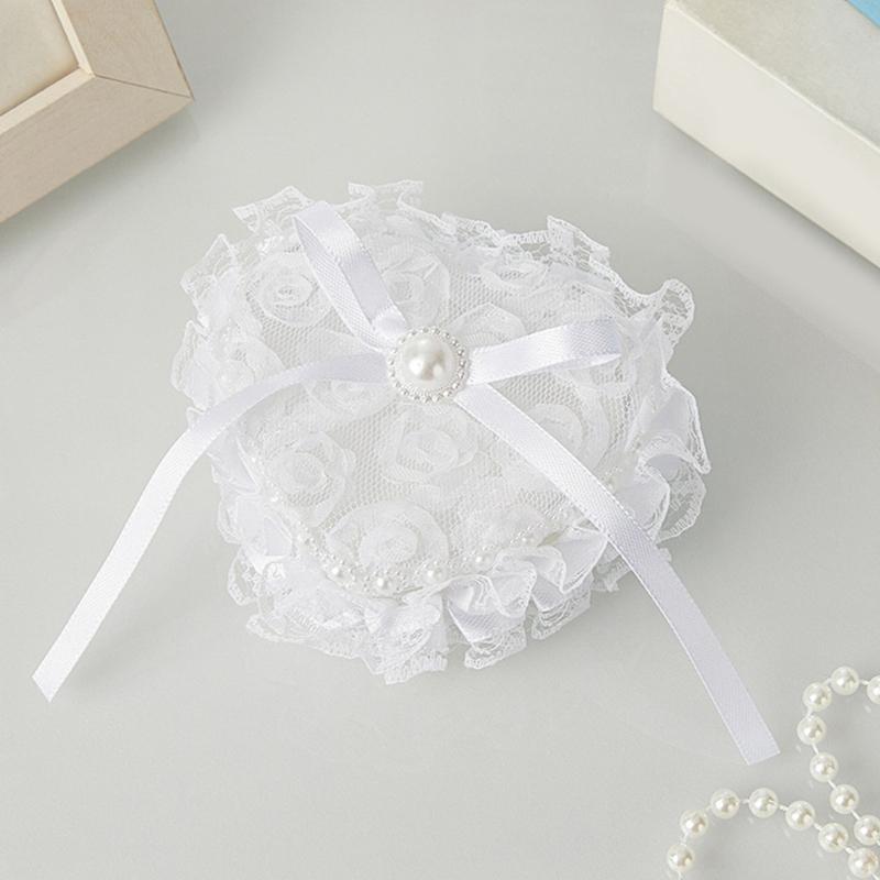 Wedding Rings Presentation Box With Lace and Heart Shape Design Rings Display Holder Case with Pillow for Formal Occasion