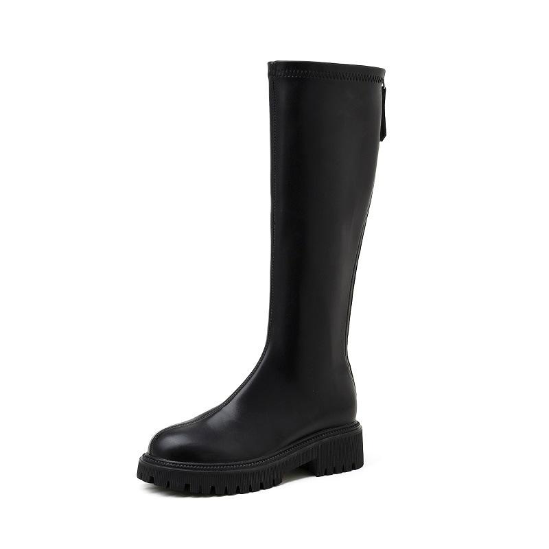 Boots Women's 2025 Autumn and Winter Heightening Knight Boots Martin Elastic Skinny Boots Thick-soled Long Tall Boots Skinny
