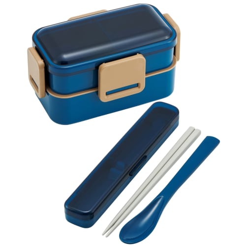 Skater Bento Box, Ocean Blue, 600ml, Antibacterial, Soft Filling, Domed Lid, Two Tiers, Women's, Made in Japan, PFLW4AG-A
