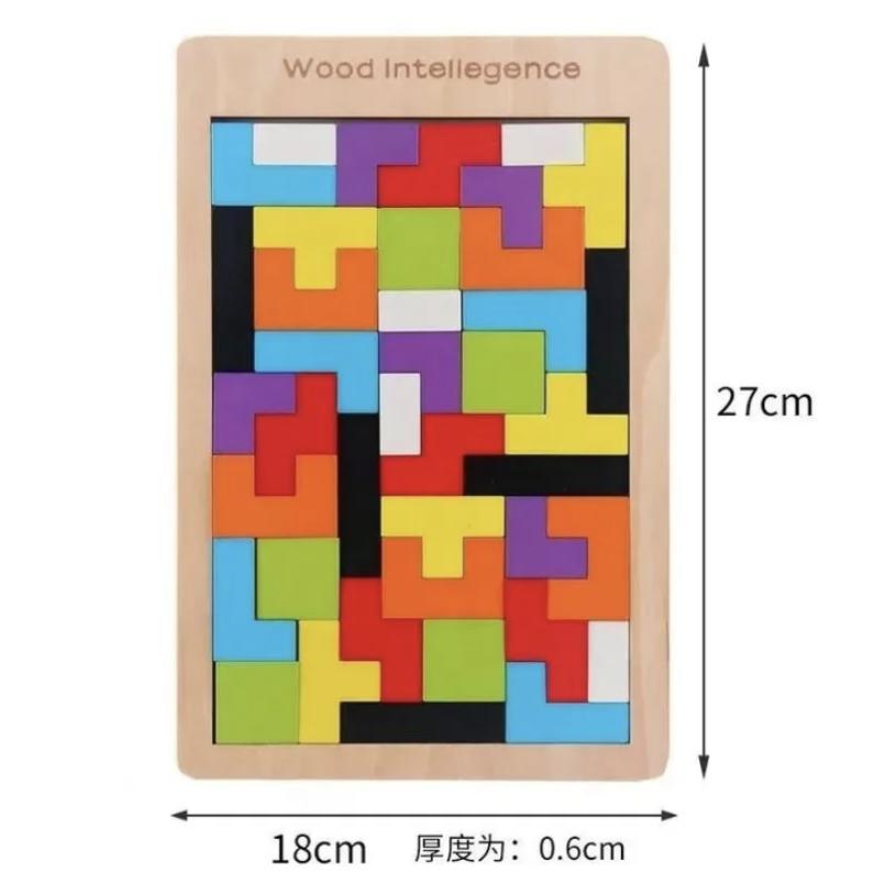 New 3D Wooden Tetris Puzzle Toy Tangram Shape Thinking Logic Colorful Children s Building Blocks Montessori Education Gift