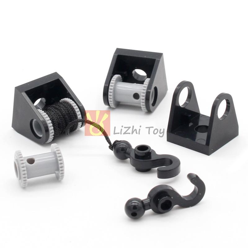 Building Blocks Bricks String Reel 2X2 Drum Holder High-Tech 2584 2585 Compatible With Hook Tow Ball 30395 Engineering Machinery