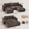 Modular U-Shaped Sofa 287 cm, Frameless, Wide Deep Corduroy Seat, High-Density Foam, No Assembly, Khaki