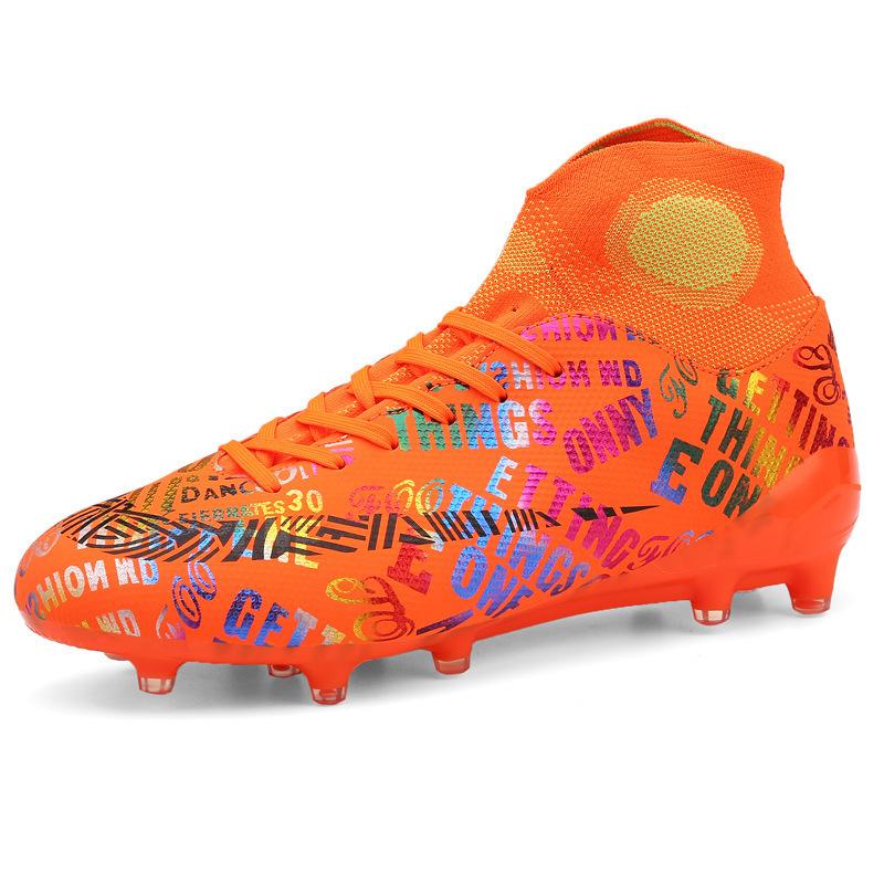 English Alphabet Mandarin Duck Football Shoes Men's High-top TF Broken Nails AG Long Nails Youth Children's Grass Competition Training Shoes