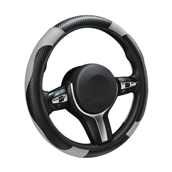 Leather Steering Wheel Cover Non-Slip Car Steering Wrap with Honeycomb Ventilation