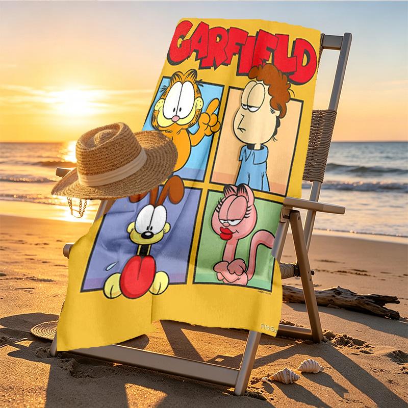 Garfield Print Beach Towel Design, Soft, Lightweight. for Home Bathroom, Spa, Pool, Yoga, Surfing, Camping, Gift for Family, Friend