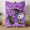 1pc, Sanrio Magical Witch and Cat Home Decor Blanket: Cozy Flannel Throw for Bedroom, Living Room, Travel, Camping, Car, Beach, Office Naps – Perfect