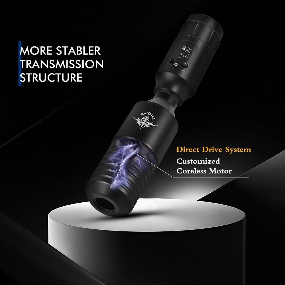 Easy Cordless Tattoo Machine Complete Kit, Rotation Speed Adjustable, Waterproof Battery Pen Set, Cartridge Needles for Body Art, 1.DC Black, 1 Piece