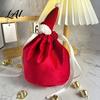Soft Fabric Pouches for Jewelry Christmas with Santa Bags Drawstring Gift Hat Reusable Velvet Xmas Goodie Sacks Festive Party Table Decorations