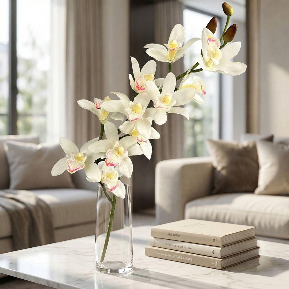 Real Touch Simulation Cymbidiums Handmade Fake Flowers  Home Decoration
