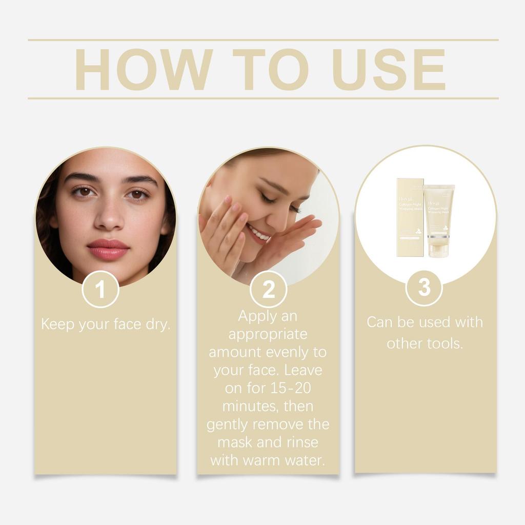 Collagen Overnight Peel Off Mask with Hyaluronic Acid Niacinamide Brightening Hydration Glow Revival Exfoliating Face Mask 75g