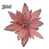 Decorative Christmas Flower Picks Artificial Flowers Handmade Bead Cluster Poinsettia Velvet with Gold