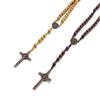 Wooden Beads Rosary Necklaces Christian Religious Cross Pendant Necklaces for Women Men Long Chain Jewelry Gift