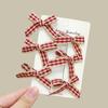 Korean Christmas Plaid Bow Hair Clips for Girls - Ballet Style Snap Accessories