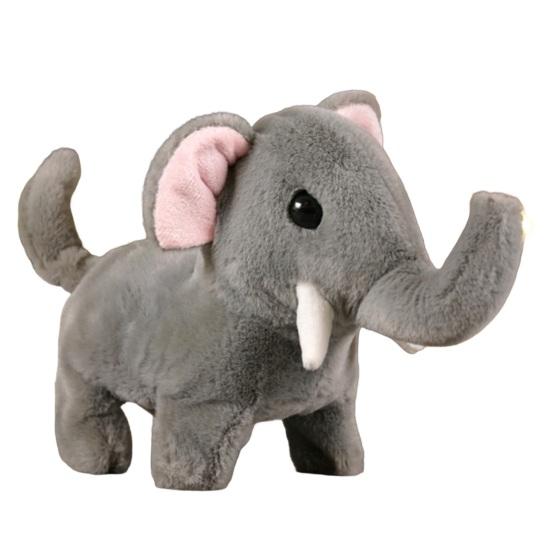 Kids Electric Plush Animal Toy Walking Tail Wagging Interactive Elephant Sheep Cow Panda Plushie Toy Toddlers Educational Simulation Animal Toy