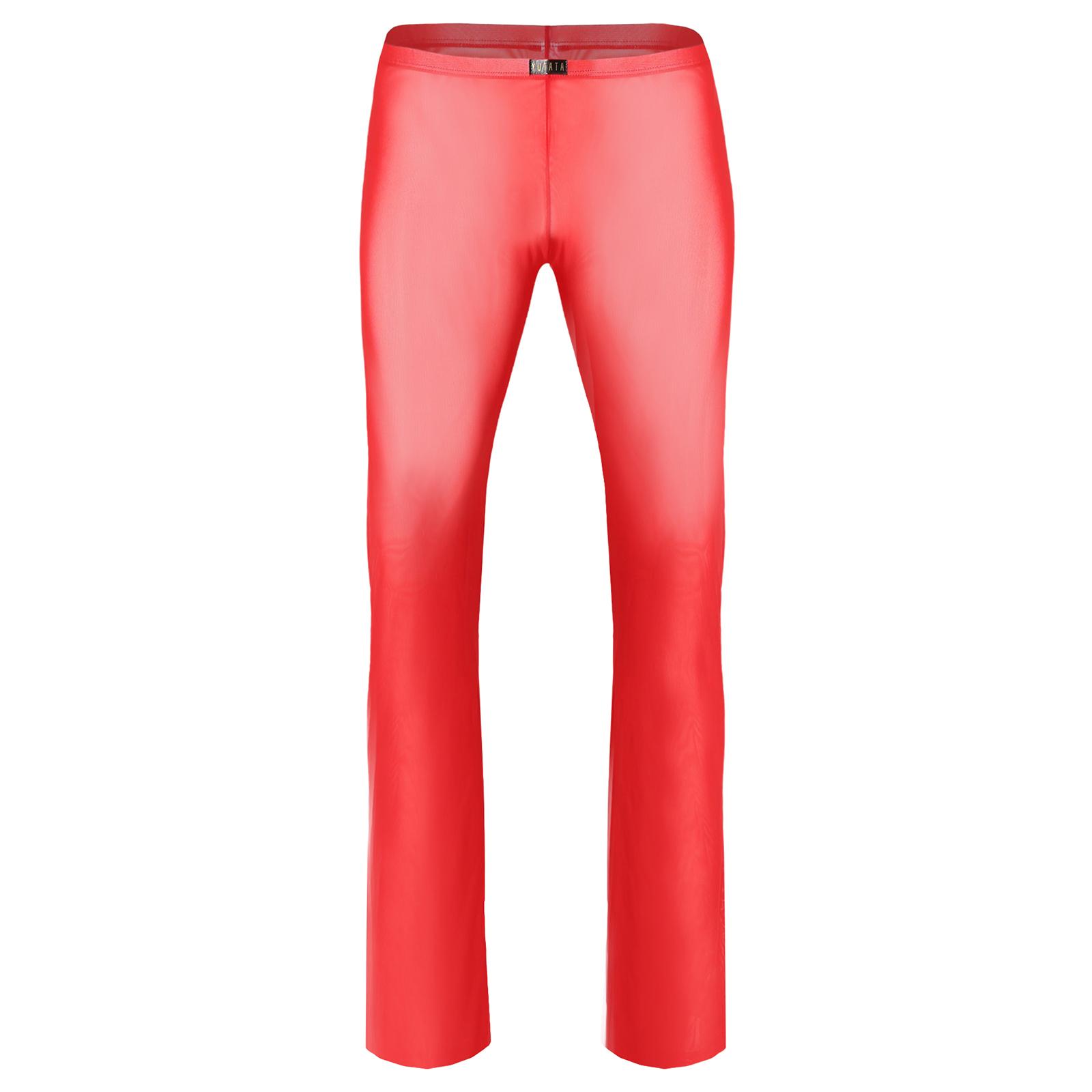 

Чоловічі прозорі сітчасті штани для сну, ультратонка тканина, низька посадка, еластичний пояс, домашні штани M червоний