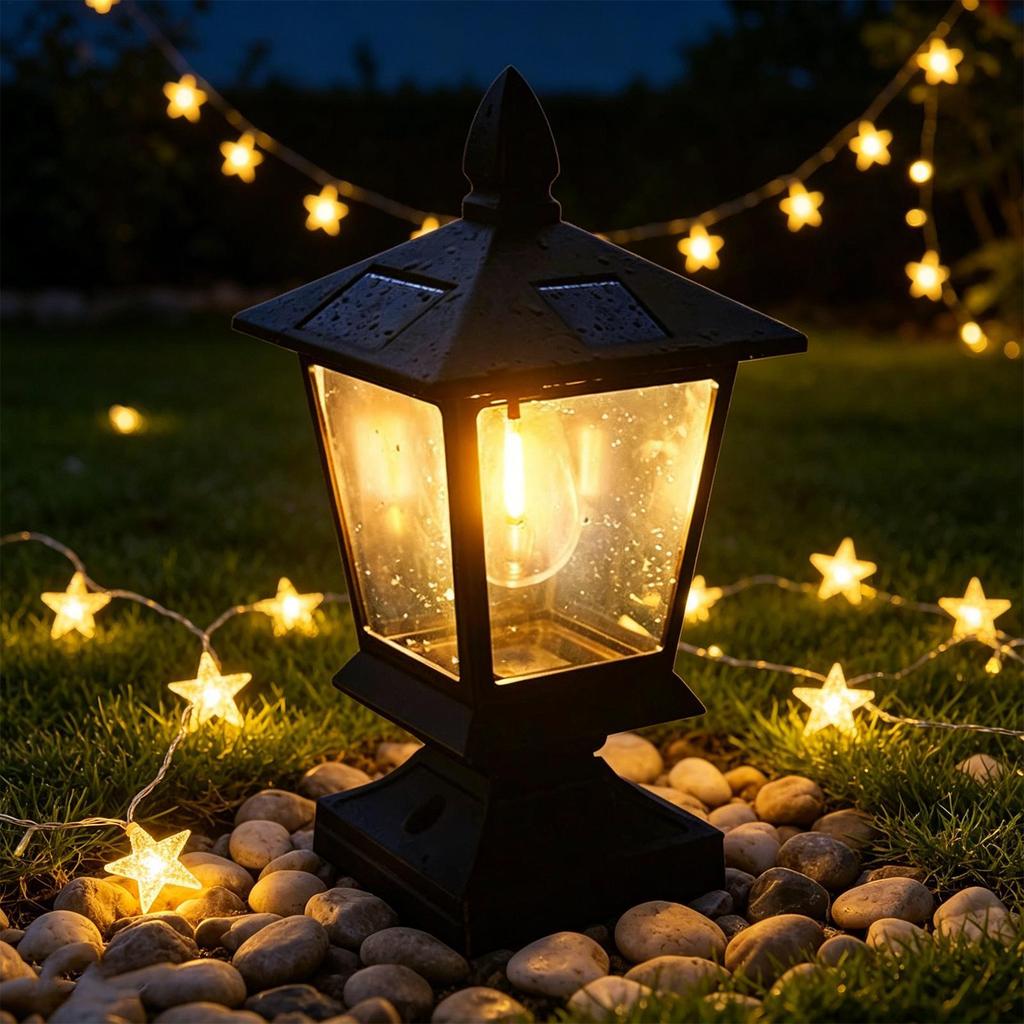 Waterproof Solar Post Lights Outdoor Intelligent Decorative Landscapes Pole Lamp For Yard Garden Fence Patio Lawn Pathway Porch