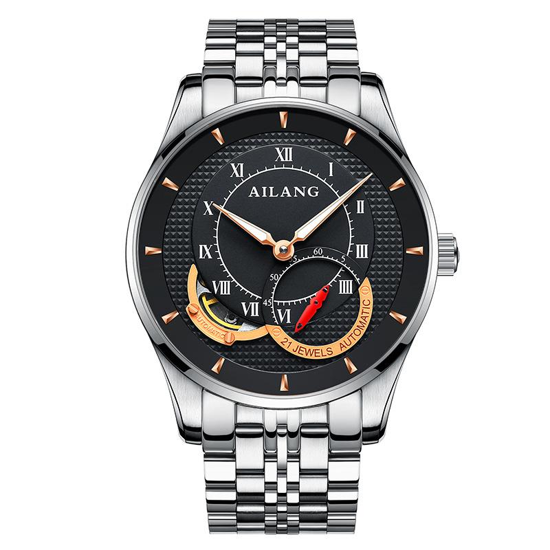 

Часы AILANG, стальные автоматические часы, водонепроницаемые модные деловые мужские часы с большим циферблатом