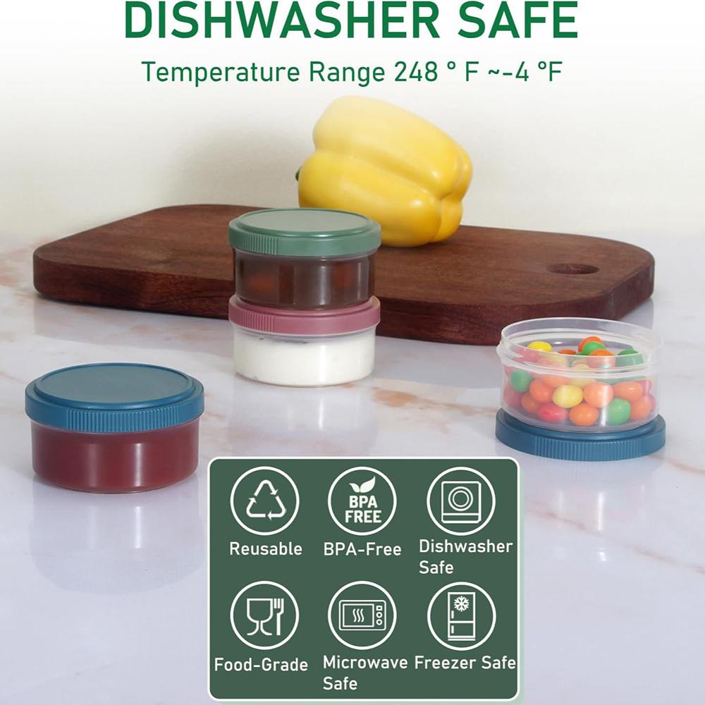 6pcs Salad Dressing Container with Leakproof Lids For Picnics and Travel