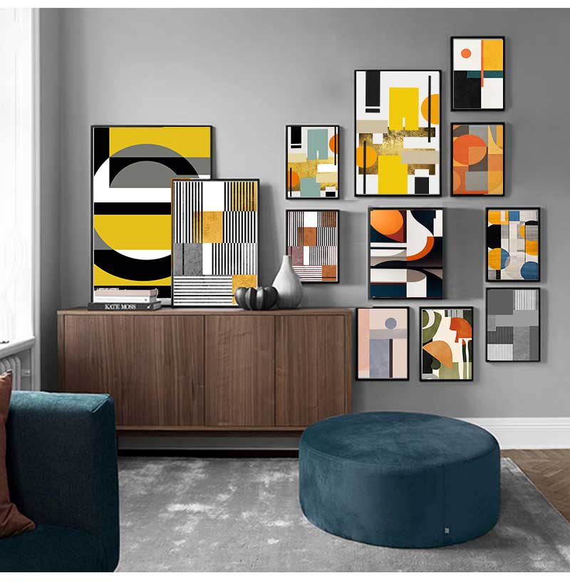 Art Pictures for Living Room Decorative Poster Modern Nordic Decoration Home Canvas Painting Geometric Yellow Abstract Wall