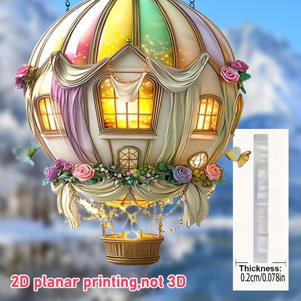 Hot Air Balloon Sun Catcher, Floral Window Perfect Day Choice Decoration, Ideal Romantic Valent A8X5