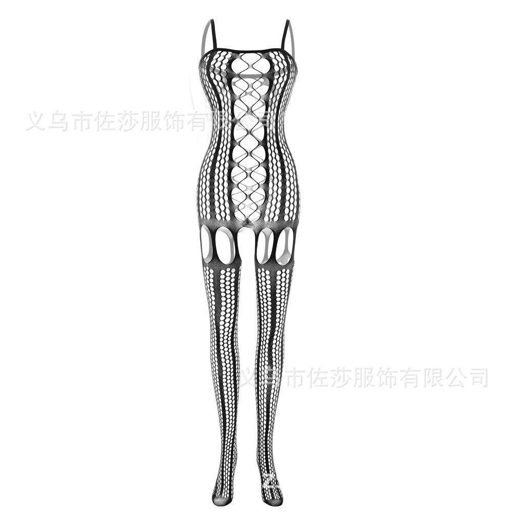 

New Women s Jacquard Sexy One-piece Netwear Suspender Socks Hollow Out average size [simple package] чорний