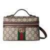 Ophidia Canvas With Leather Shoulder Bag, Crossbody Bag, Handbag Extra Mini Women's Beige & Dark Brown 816357-96IWG-8745