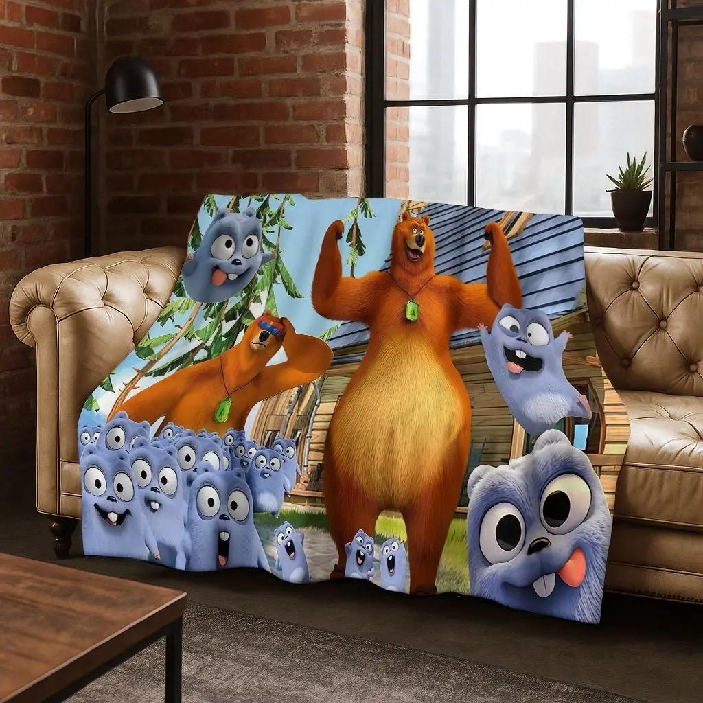 Lustige Grizzy und die Lemminge Cartoon Flanelldecke Weiche Warme Überwurfdecke für Bett Schlafzimmer Zimmer Wohnzimmer Reise Picknick Kind