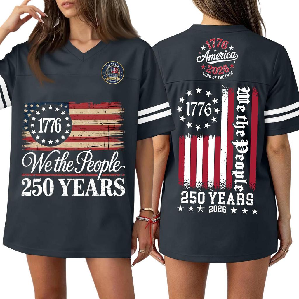 Women's Casual Fashion V-Neck Sports Independence Day Print Short Sleeve Sports T-Shirt Top