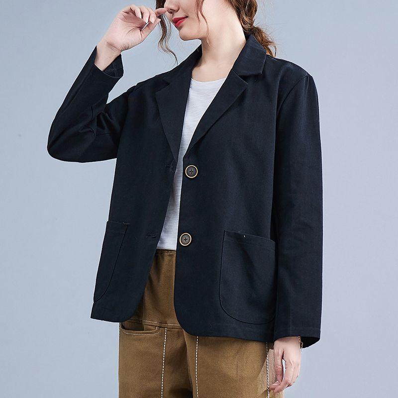 Plus-size Suit Plaid Jacket Autumn Winter Fashion Casual Loose Thicken Slim Long-sleeved Outwear Women's All-match Coat M-3XL