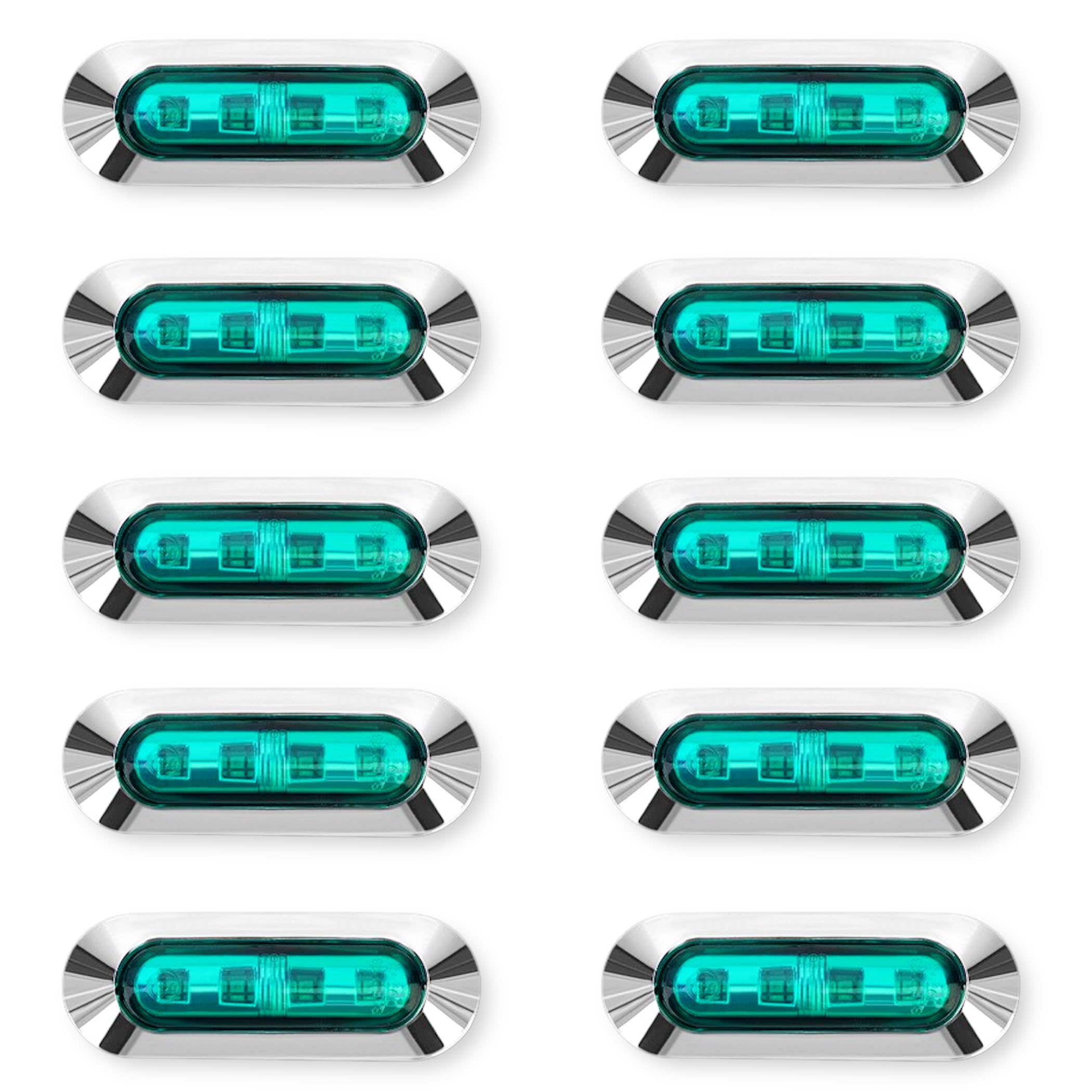 

10 Pack 24V High Intensity Small Lamp Side Marker Waterproof Truck Custom Plated 4 LED Color Lens (Green) Astro Extension Taillight Rail зелёный