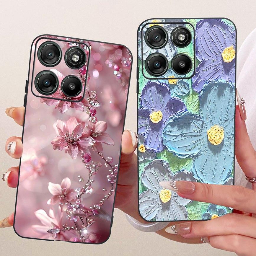 Etui do Motorola Moto G17 Power G15 Power MotoG15 Miękki Czarny Silikonowy Pokrowiec Malowanie Kwiatowe Motyl Smok Kot Funda