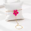 Trendiges Elegantes Blume Handkette Metalltextur Dünne Kette Fingerring Armband Zierlicher Handschmuck Damenschmuck Zubehör