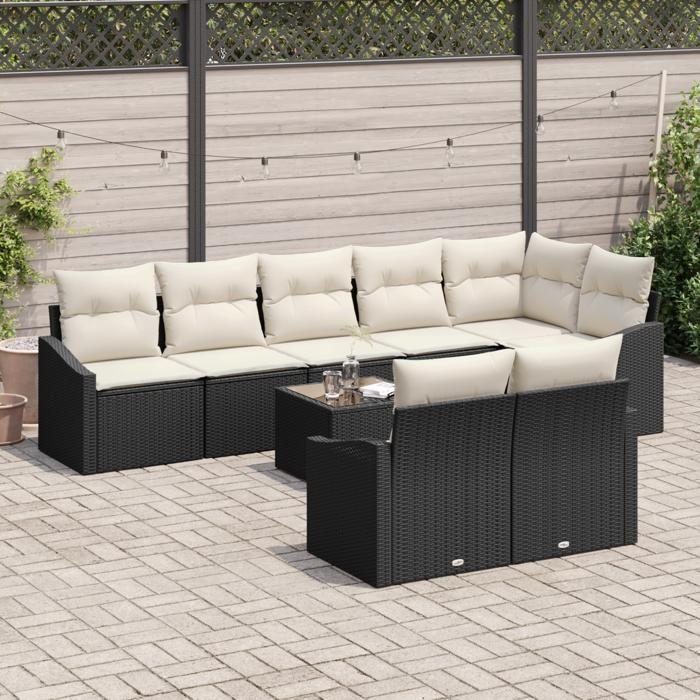 VidaXL Ensemble de salle à manger de jardin de 8 pièces avec coussins en rattan brun 3355446