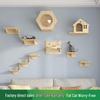 Wall-Mounted Solid Wood Cat Tree with Scratching Board and Jumping Platform