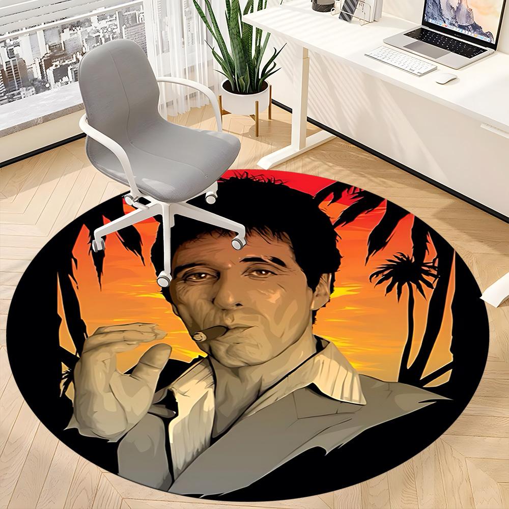 1pc Scarface Carpet, Round Non-Slip Durable Large Size Office Carpet, Suitable for Office, Beautiful Decoration