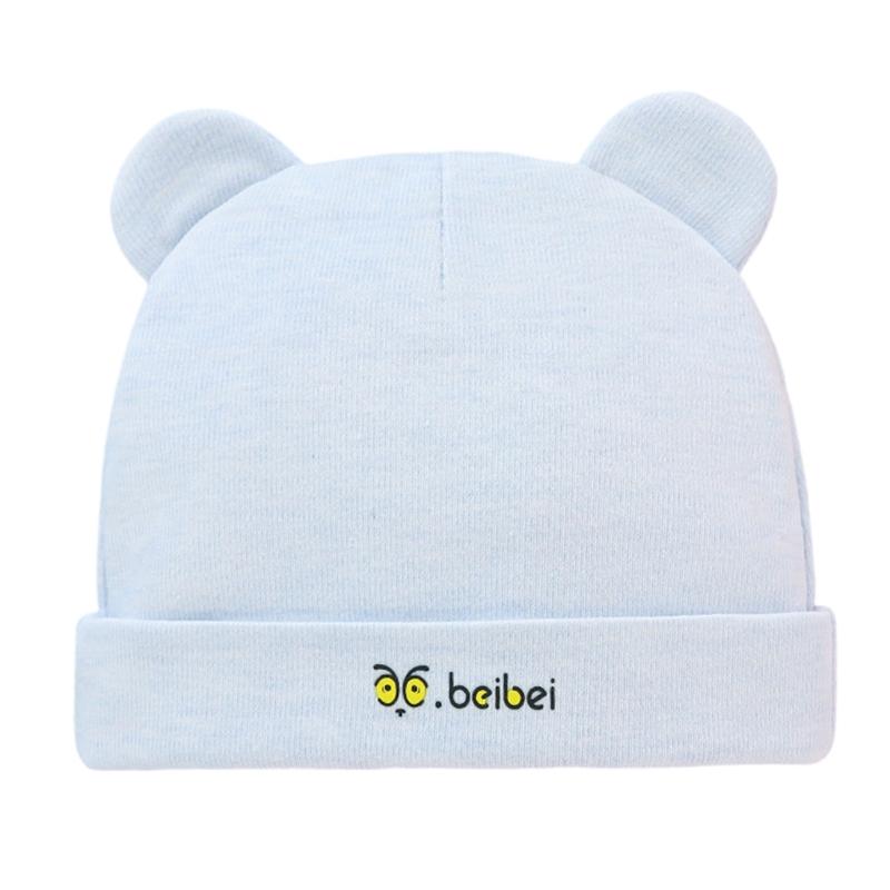 

Soft & Breathable Fetal Caps Cotton Bear Ear Baby Hat for Newborns Elastic Hat Lovely Infants Bonnet for 0-6 Months синий