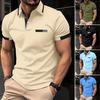 Summer Men Top Turn-down Collar Fake Chest Pocket Short Sleeve Slim Fit Button Contrast Color Casual Daily Formal Business Style Shirt