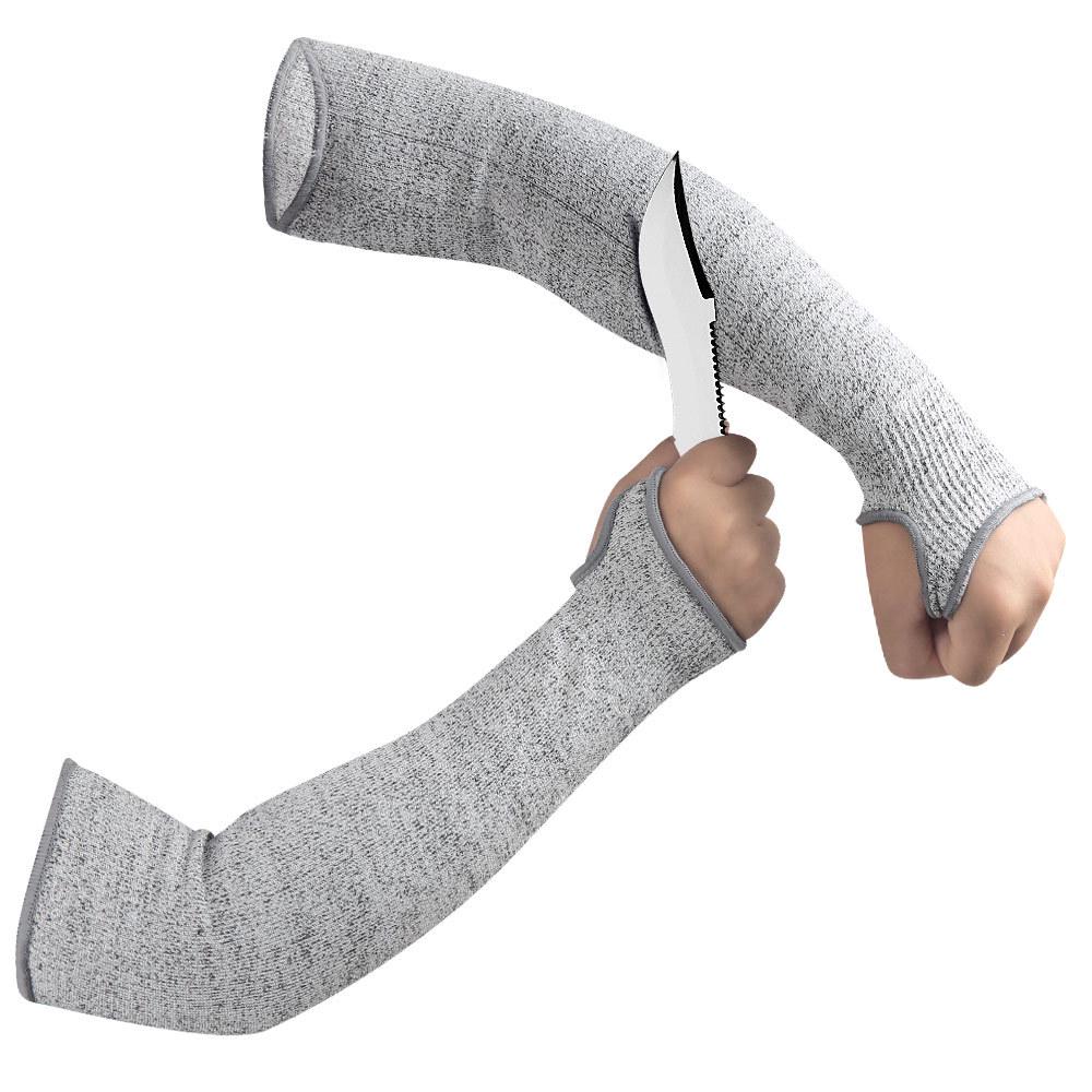 Anti-Cut Arm & Wrist Sleeves for Glass Handling & Elbow Protection Gray-Black M (35cm)