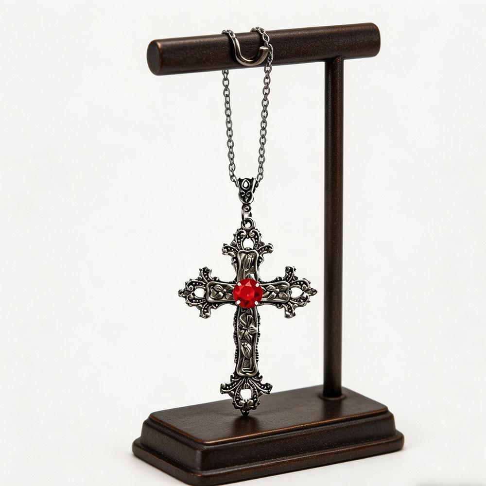 Punk Kristall Große Kreuz Anhänger Halsketten für Frauen Männer Gothic Unregelmäßige Kreuz Schlüsselbein Kette Halsketten Ästhetischen Schmuck