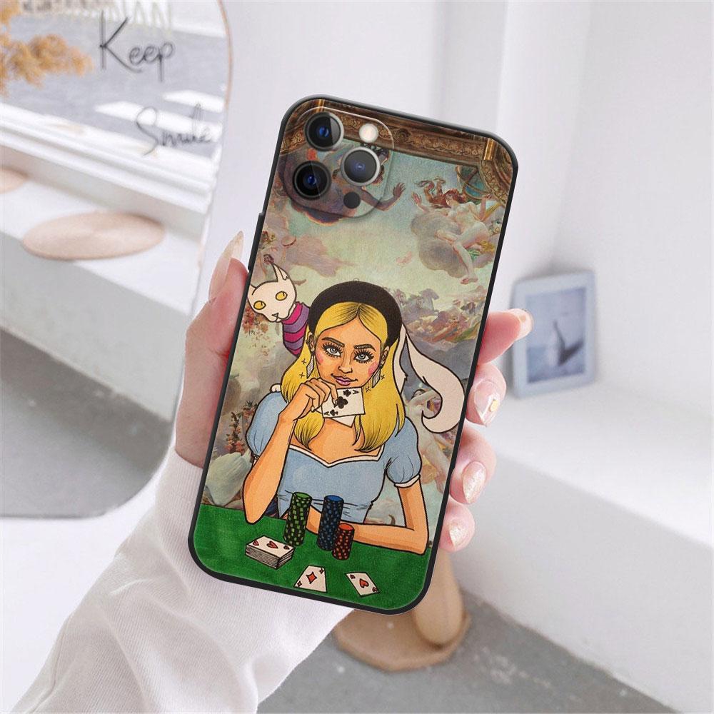 Pouzdro Fashion Devil Girl pro iPhone 12 13 11 Pro Max mini XR 7 8 Plus 2020 X Xs Max černé měkké TPU kryt
