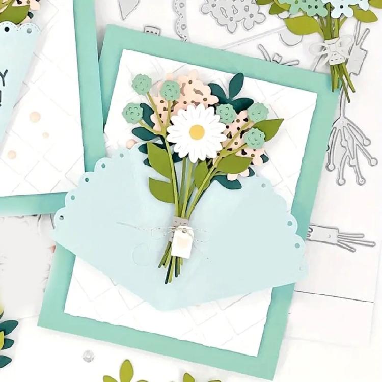Flower Bouquet Cutting Dies Embossing Stencils Cuts Stencils Metal Die Cuts for Scrapbooking Card Scrapbook Decoration