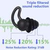 Noise Canceling Earplugs for Sleeping, 2 Pieces (Black)Silicone E