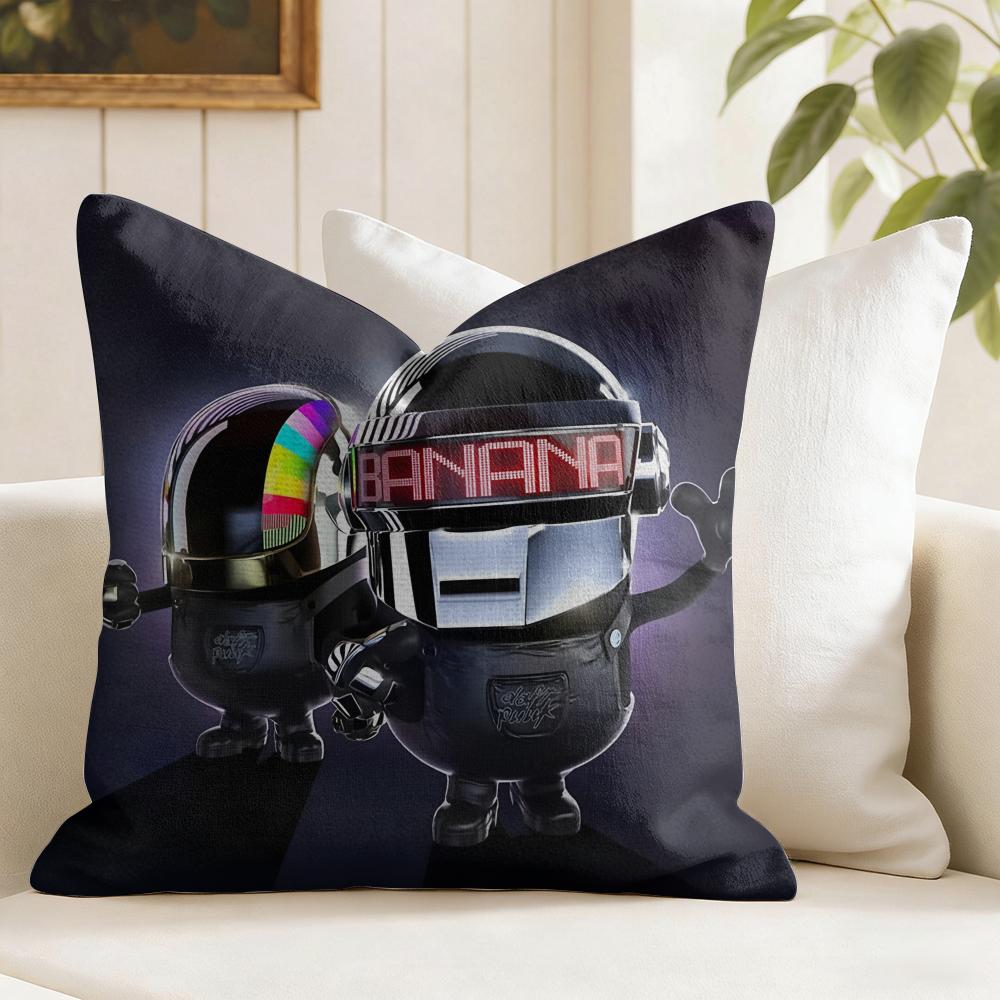 DDaft PPunk Helmet Super Cushion Cover Eco Linen Pillow Case DoubleSided Print Breathable Durable Zipper Home Decor Gift