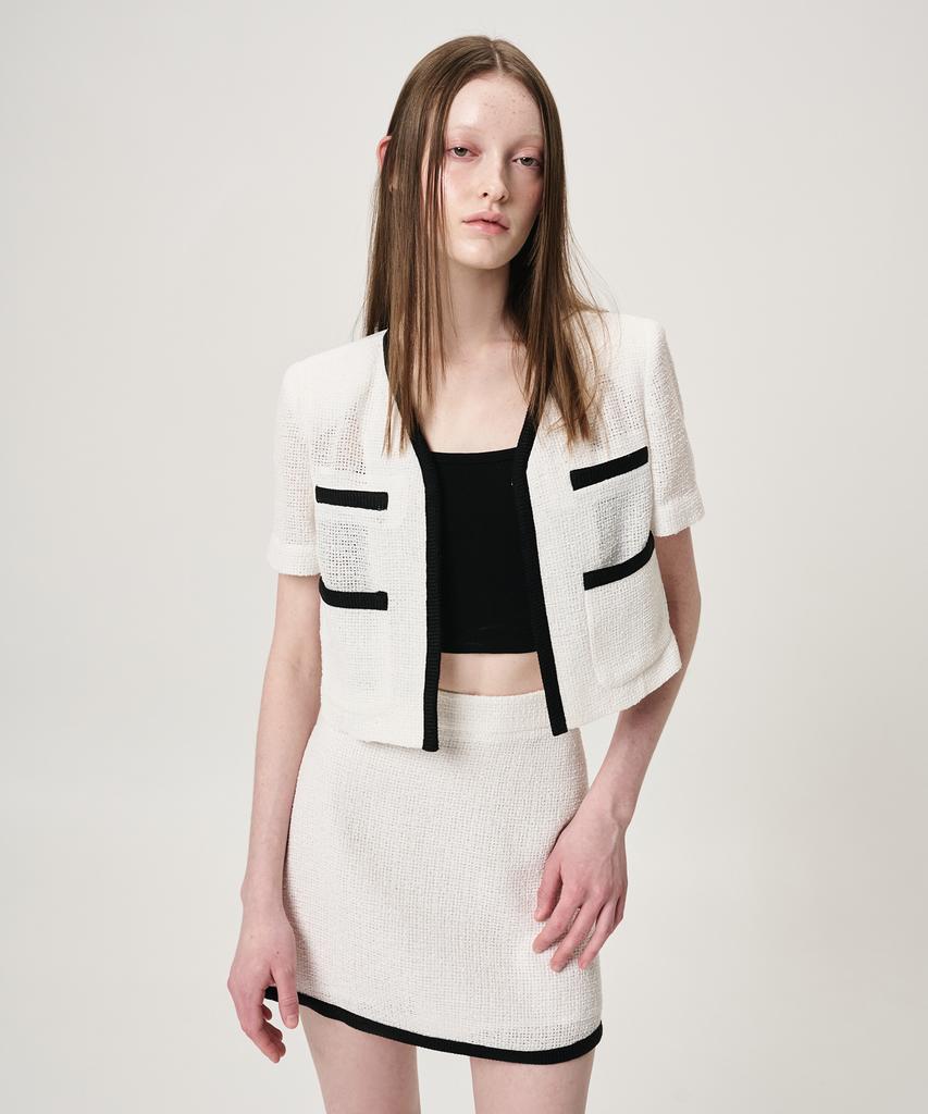 Etmont Summer Tweed Mini Skirt, White