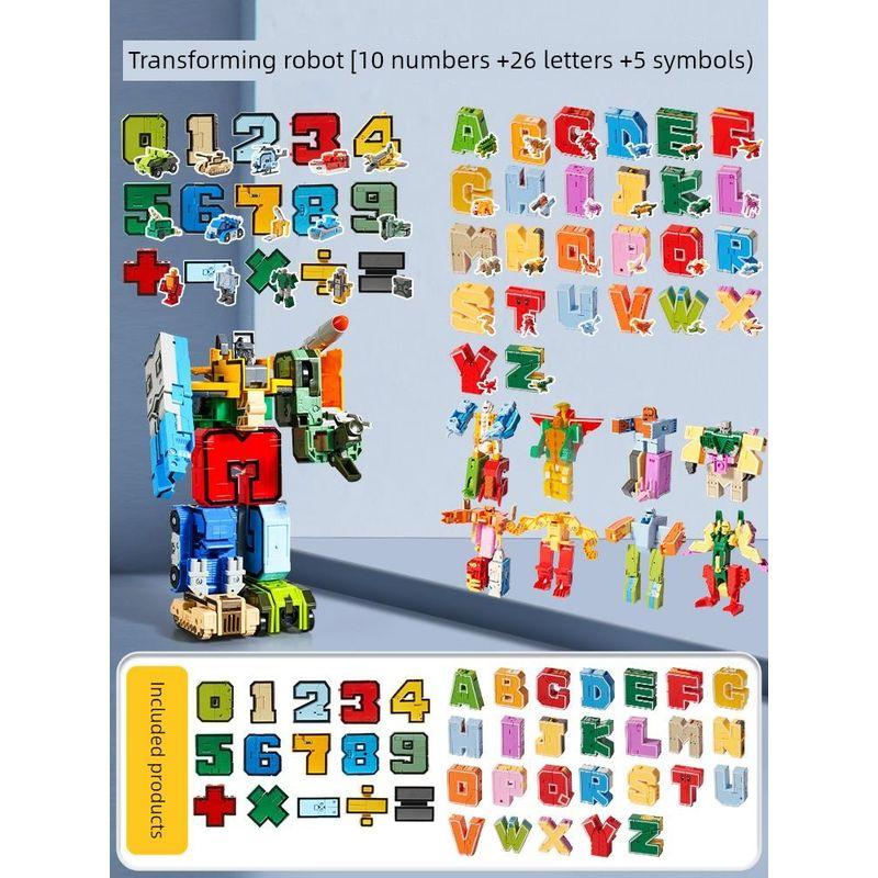 

Digital Transformation Toys Combination Robot Toys Educational 3 to 6 Years Old Children s Transform Toys Assemble Model Building Blocks 26 letters +10 numbers +5 symbols color box]