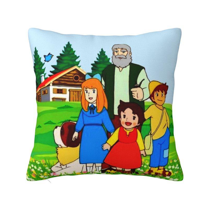 Heidi Peter And Grandpa Family Cushion Cover Soft Alps Mountain Pillow Case Sofa Car Square Pillowcase Living Room Decoration