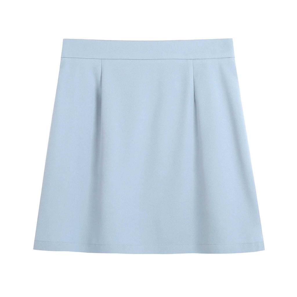 Saia Feminina Plus Size Sólida A-Line Elástica Cintura Alta - Estilo Simples de Verão